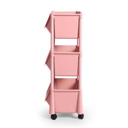 Carrinho Multiuso Organizador 3 Prateleiras em Plástico com Rodízio - Rosa - 4