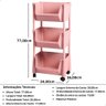 Carrinho Multiuso Organizador 3 Prateleiras em Plástico com Rodízio - Rosa - 6
