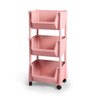 Carrinho Multiuso Organizador 3 Prateleiras em Plástico com Rodízio - Rosa - 1