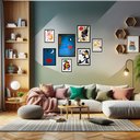 Ver imagem 1 de Kit 7 Quadros Decorativos Joan Miró - com Vidro:madeira Preta