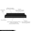 Ver imagem 3 de Sofá Retrátil 8 Lugares 484cm 4 Módulos Nero Couro Preto G52 - Gran Belo