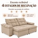 Ver imagem 6 de Sofá Sidney Retrátil Reclinável 3 Lugares 2,00m em Linho - Bege