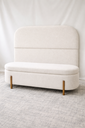 Ver imagem 2 de Kit Atenas Cabeceira de Cama Box Orgânica e Recamier Calçadeira Baú Queen 160 Cm Suede Porcelana Eli