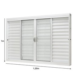 Janela de Aço Veneziana Central 100x120cm 6 Folhas com Grade Quadriculada e Vidro Liso Ramassol - 4
