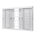 Ver imagem 2 de Janela de Aço Veneziana Central 100x120cm 6 Folhas com Grade Quadriculada e Vidro Liso Ramassol