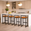 Ver imagem 1 de Kit 4 Banqueta Metal Alta Balcão Área Gourmet Bancada Cozinha Bistrô Moderno Couro Sintético