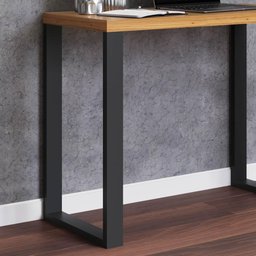Mesa Escritório Estilo Industrial F11 Freijó/Preto Fosco - Pradel - 3