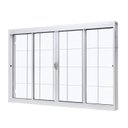 Ver imagem 3 de Janela de Aço Correr Central 100x120cm 4 Folhas Grade Quadriculada Vidro Liso Branco Unic Sol Central