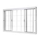 Ver imagem 2 de Janela de Aço Correr Central 100x120cm 4 Folhas Grade Quadriculada Vidro Liso Branco Unic Sol Central