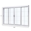 Ver imagem 4 de Janela de Aço Correr Central 100x120cm 4 Folhas Grade Quadriculada Vidro Liso Branco Unic Sol Central