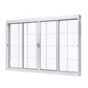 Ver imagem 3 de Janela de Aço Correr Central 100x120cm 4 Folhas Grade Quadriculada Vidro Liso Branco Unic Sol Central