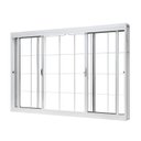 Ver imagem 2 de Janela de Aço Correr Central 100x120cm 4 Folhas Grade Quadriculada Vidro Liso Branco Unic Sol Central