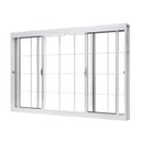 Ver imagem 2 de Janela de Aço de Correr Central 100x150cm 4 Folhascom Grade Quadriculada e Vidro Liso