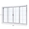 Janela de Aço de Correr Central 100x150cm 4 Folhascom Grade Quadriculada e Vidro Liso - 4
