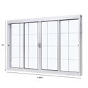 Ver imagem 4 de Janela de Aço de Correr Central 100x150cm 4 Folhascom Grade Quadriculada e Vidro Liso