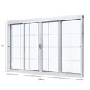 Ver imagem 4 de Janela de Correr Central 4 Folhas com Grade Quadriculada e Vidro Liso Aço 100x150cm Branco Unicsol C