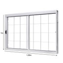 Ver imagem 2 de Janela de Aço de Correr Central 100x150cm 2 Folhas com Grade Quadriculada e Vidro Liso