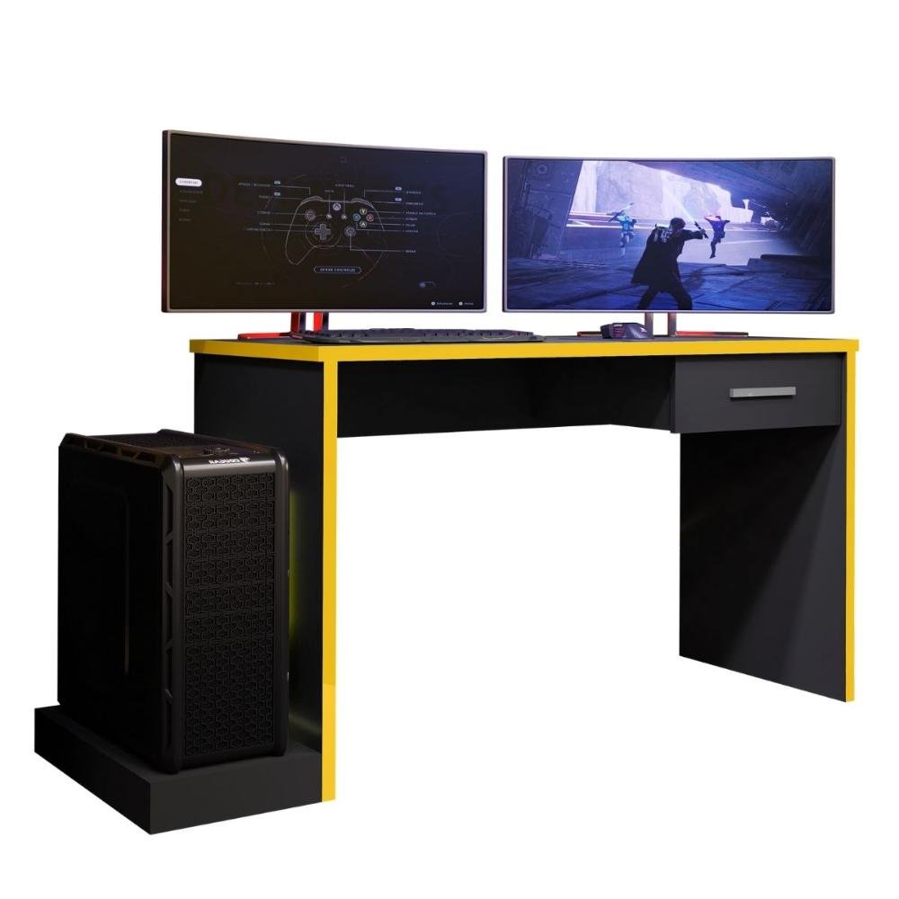 Mesa Gamer Para Computador Desk X9 Preto/ Amarelo - 2