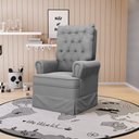 Ver imagem 2 de Poltrona de Amamentação com Balanço Laura Veludo Cinza TB122 Base de Madeira - D’Rossi