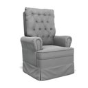 Ver imagem 1 de Poltrona de Amamentação com Balanço Laura Veludo Cinza TB122 Base de Madeira - D’Rossi