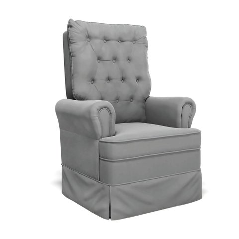 Poltrona de Amamentação com Balanço Laura Veludo Cinza TB122 Base de Madeira - D’Rossi