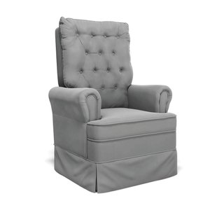 Poltrona de Amamentação com Balanço Laura Veludo Cinza TB122 Base de Madeira - D'Rossi DRossi