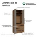 Ver imagem 3 de Guarda-Roupa Modulado 2 Portas 4 Gavetas 1 Cabideiro Rustic/Crema Neo Madesa