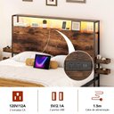 Ver imagem 6 de Cama Casal com Cabeceira, Led, Tomadas Usb e Prateleiras Laterais Deslizantes Marrom