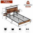 Ver imagem 5 de Cama Casal com Cabeceira, Led, Tomadas Usb e Prateleiras Laterais Deslizantes Marrom