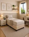 Ver imagem 1 de Base Box para Cama Juvenil Dobrável Suede 188x78cm Bipartido - Bege