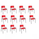 Ver imagem 1 de Kit 11 Cadeira Iso Infantil Creche, Base Cinza Vemelho