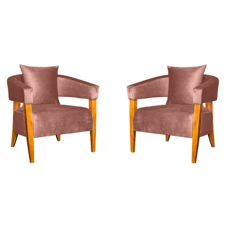 KIT 2 POLTRONA DECORATIVA VALENTINA LUXO DORA BELA - 0125 Rosa