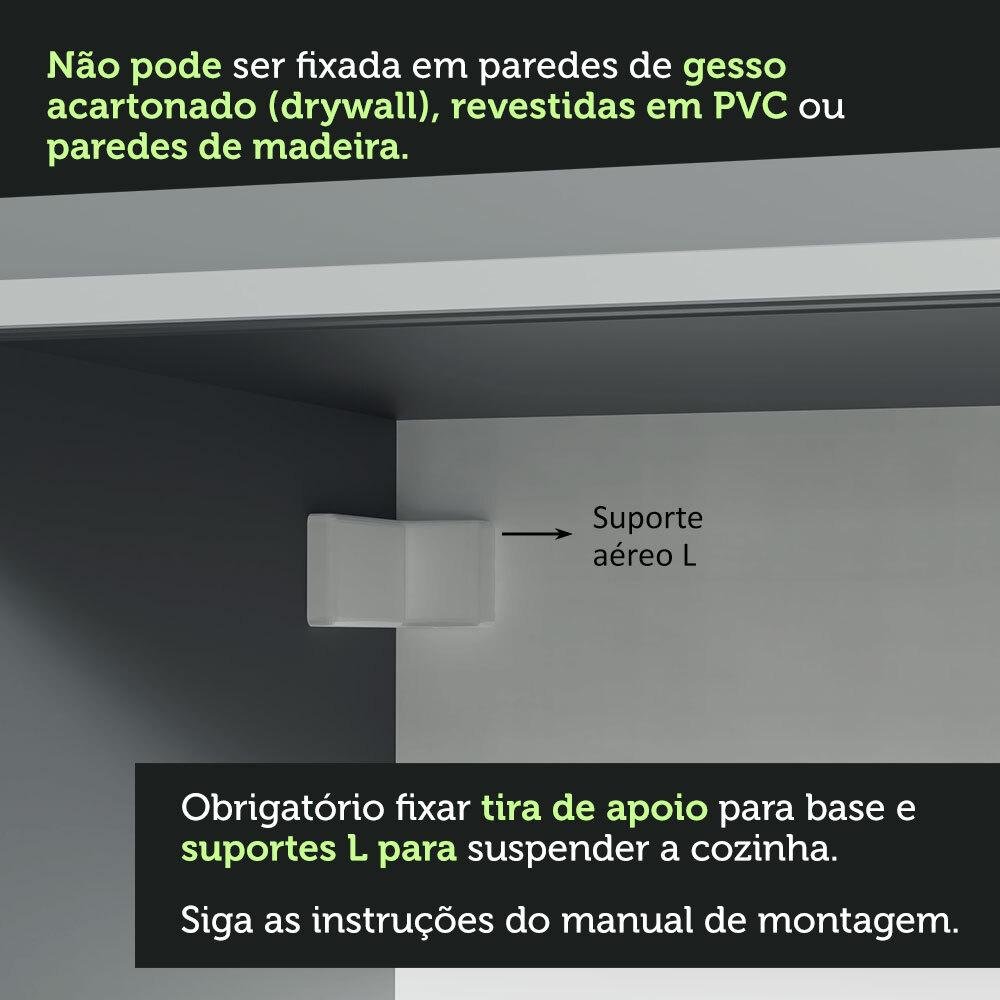 Armário de Cozinha Completa Suspenso 300cm Cinza Nice Madesa 04 - 10