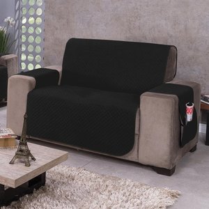 Protetor de Sofá Dupla Face Impermeável Mr 2 Lugares - Preto-cáqui