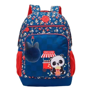 Mochila Escolar Infantil Panda Pipoca 13781 Azul - Xeryus
