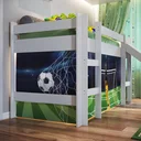 Ver imagem 5 de Cama Infantil Copa do Mundo Elevada com Escorregador e Cortina Completa Móveis