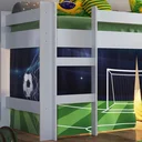 Ver imagem 6 de Cama Infantil Copa do Mundo Elevada com Escorregador e Cortina Completa Móveis