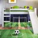 Ver imagem 7 de Cama Infantil Copa do Mundo Elevada com Escorregador e Cortina Completa Móveis
