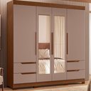 Ver imagem 6 de Guarda Roupa Casal Triton Plus 11 Portas com Espelho e Cômoda Sapateira Olimpia Nogueira Capuccino