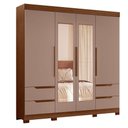 Ver imagem 4 de Guarda Roupa Casal Triton Plus 11 Portas com Espelho e Cômoda Sapateira Olimpia Nogueira Capuccino