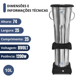 Liquidificador Industrial 10l Baixa Rotação 3500rpm Bivolt Jl Colombo - 2