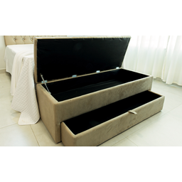 Puf Baú com Gaveta (sapateiro) Queen 160x50x45cm Cor Areia - Elegância e Conforto para o Seu Lar - 1