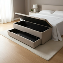 Ver imagem 3 de Puf Baú com Gaveta (sapateiro) Queen 160x50x45cm Cor Areia - Elegância e Conforto para o Seu Lar