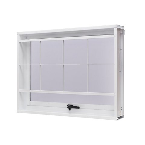 Janela de Aço Maxim-Ar 60x60cm com Grade Quadriculada e Vidro Boreal Unicsol Ramassol