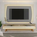 Ver imagem 2 de Rack com Painel para TV até 90 Polegadas com LED 100% MDF 219,5CMX195CM Pés em Madeira Maciça Elegance Yescasa Cinza
