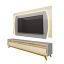 Ver imagem 5 de Rack com Painel para TV até 90 Polegadas com LED 100% MDF 219,5CMX195CM Pés em Madeira Maciça Elegance Yescasa Cinza