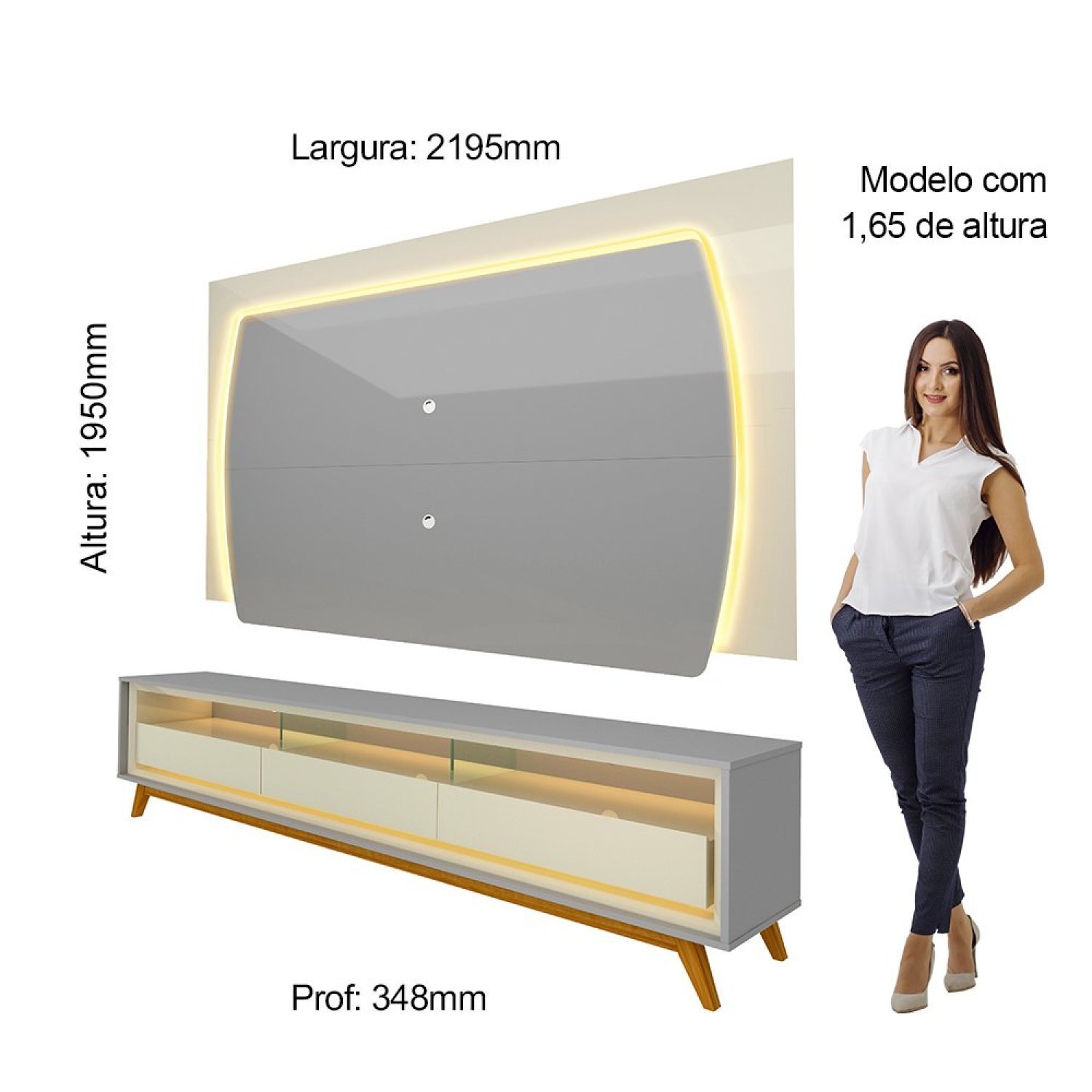 Rack com Painel Para TV até 75 Polegadas com LED 220cm Elegance Yescasa - 4