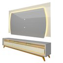 Ver imagem 6 de Rack com Painel para TV até 90 Polegadas com LED 100% MDF 219,5CMX195CM Pés em Madeira Maciça Elegance Yescasa Cinza