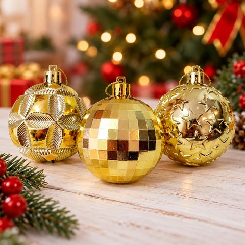 Bolas Natalina Dourada Decoração Texturada Enfeite 6cm C - 20 Peças