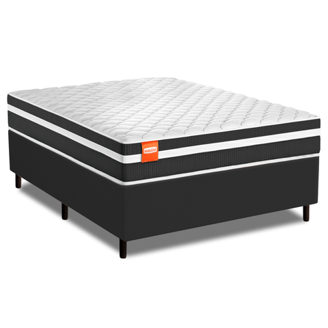 Cama Box Casal Molas Ensacadas Bali Preto 138x188x60cm Cbp